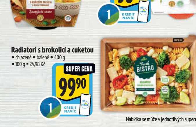   Radiatori s brokolicí a cuketou 400 g