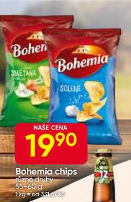 Bohemia chips různé druhy 55-60 g 