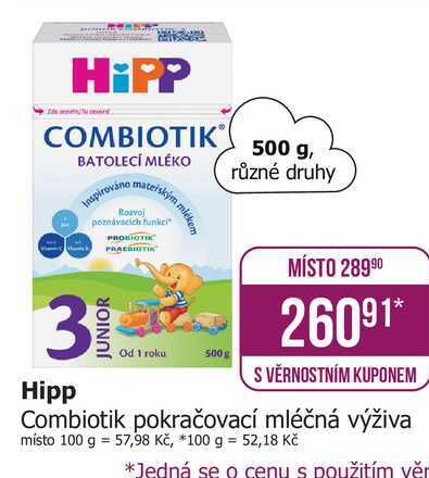 Hipp Combiotik pokračovací mléčná výživa místo 500 g 