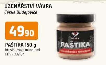 Vávra PAŠTIKA 150 g brusinková s mandlemi 