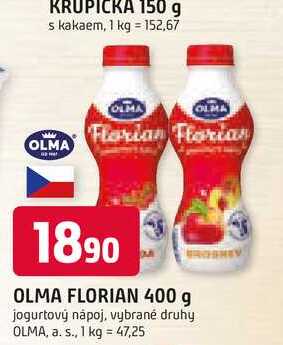 OLMA FLORIAN 400 g jogurtový nápoj, vybrané druhy 
