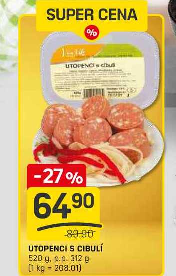 UTOPENCI S CIBULÍ 520 g. p.p. 312 g