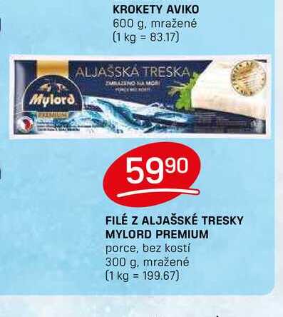 FILÉ Z ALJAŠSKÉ TRESKY MYLORD PREMIUM porce, bez kostí 300 g, mražené