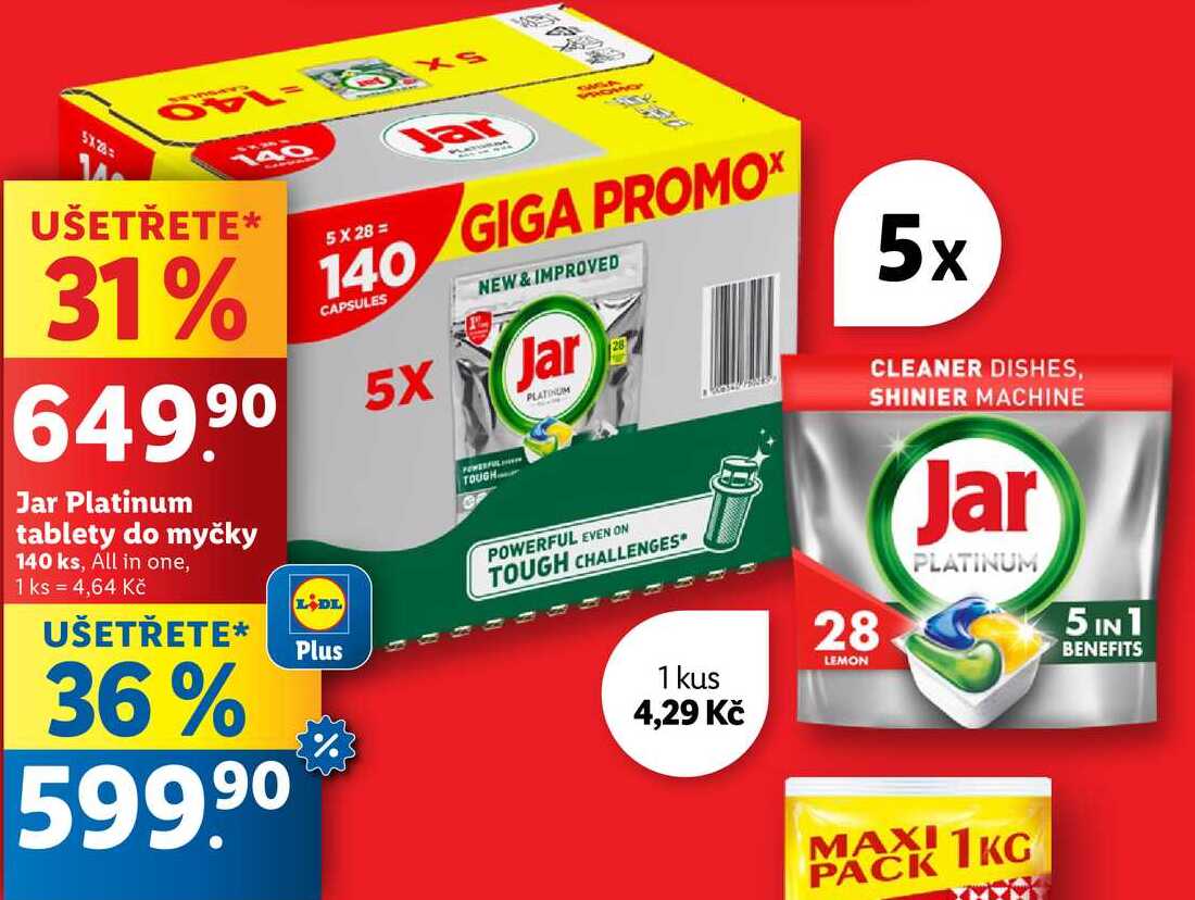 Jar Platinum tablety do myčky, 140 ks