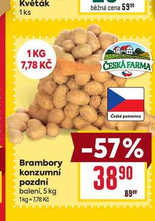 Brambory konzumní pozdní baleni, 5 kg