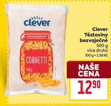 Clever Těstoviny bezvaječné 500 g 