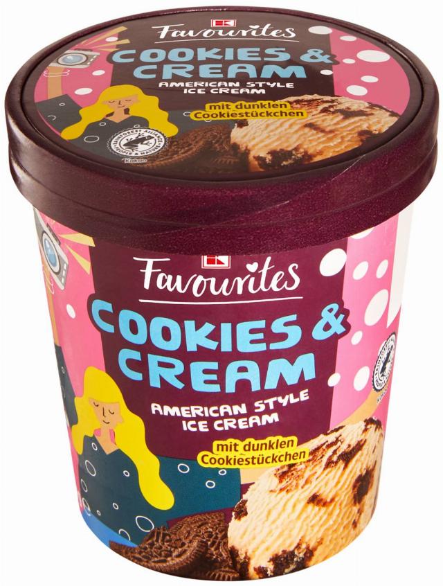 K-Favourites Prémiová zmrzlina Cookies & Cream