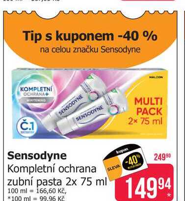 Sensodyne Kompletní ochrana zubní pasta 2x 75 ml 