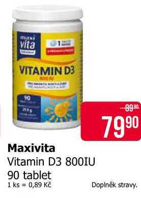 Maxivita Vitamin D3 800IU 90 tablet 