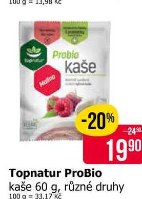 Topnatur ProBio kaše 60 g, různé druhy 
