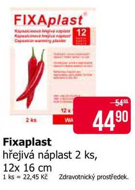 Fixaplast hřejivá náplast 2 ks, 12x 16 cm 
