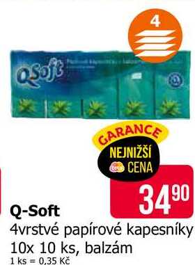 Q-Soft 4vrstvé papírové kapesníky 10x 10 ks, balzám 