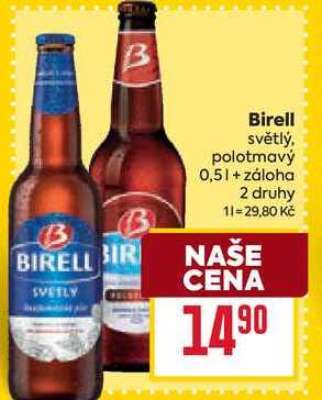 Birell světlý, polotmavý 0,5l