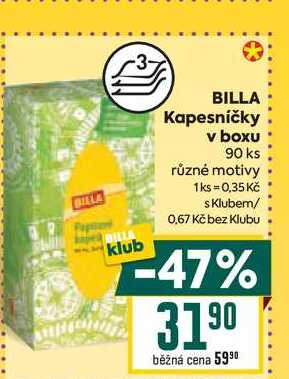 BILLA Kapesníčky v boxu 90 ks 