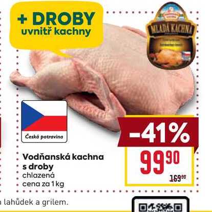 Vodňanská kachna s droby chlazená cena za 1 kg 