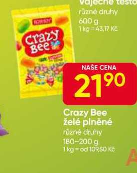 Crazy Bee želé plněné různé druhy 180-200 g