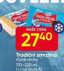 Tradiční zmrzlina různé druhy 170-220 ml 