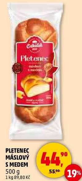 PLETENEC MÁSLOVÝ S MEDEM, 500 g 