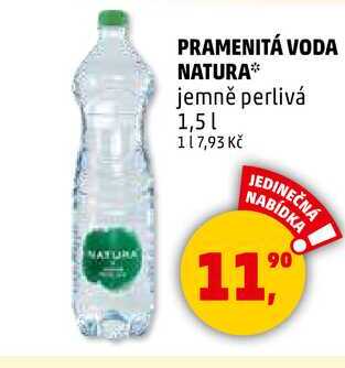 PRAMENITÁ VODA NATURA jemně perlivá, 1,5 l