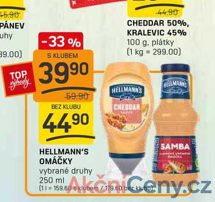 HELLMANN'S OMÁČKY vybrané druhy 250 ml 