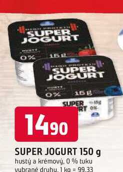 SUPER JOGURT 150 g hustý a krémový, 0% tuku