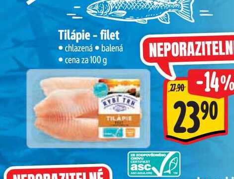 Tilápie - filet 100 g