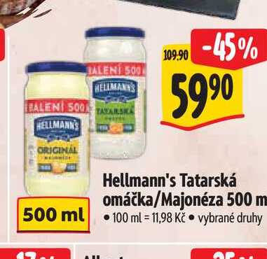  Hellmann's Tatarská omáčka/Majonéza 500 ml