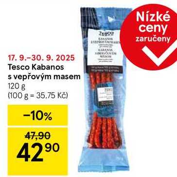 Tesco Kabanos s vepřovým masem, 120 g 