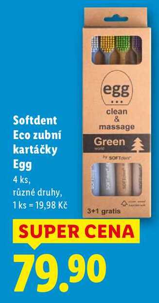 Softdent Eco zubní kartáčky Egg, 4 ks