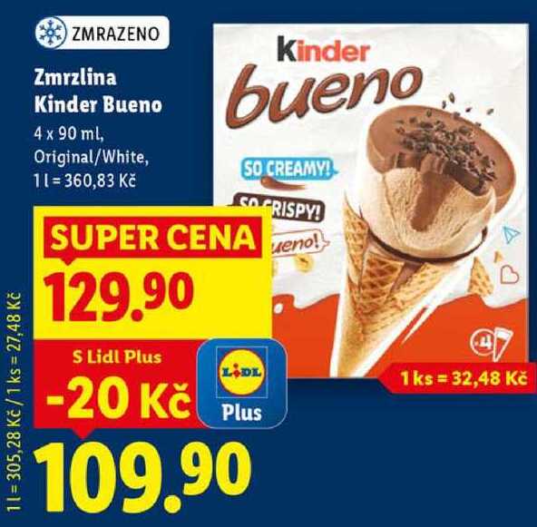 Zmrzlina Kinder Bueno, 4x 90 ml