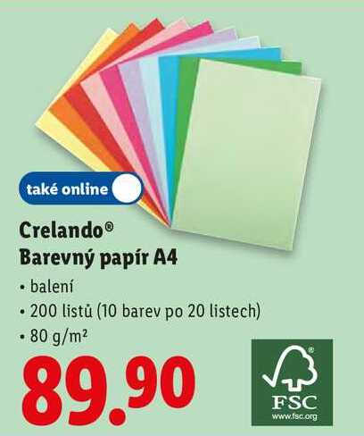 Crelando Barevný papír A4, 200 listů 