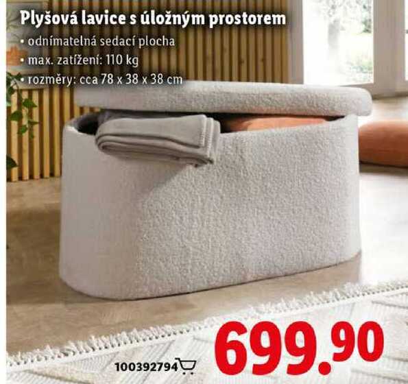 Plyšová lavice s úložným prostorem