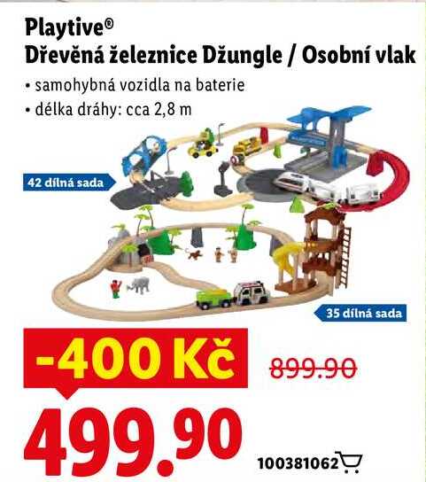 Playtive Dřevěná železnice Džungle/Osobní vlak