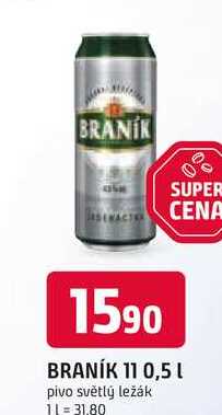 BRANÍK 11° 0,5 L pivo světlý ležák 
