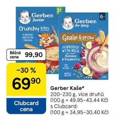 Gerber Kaše, 200-230 g, více druhů 