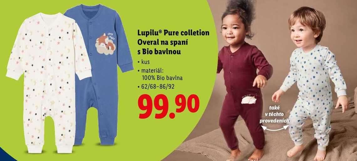 Lupilu Pure colletion Overal na spaní s Bio bavlnou
