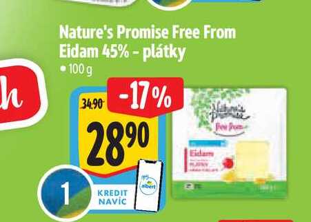 Nature's Promise Free From Eidam 45% - plátky  100 g