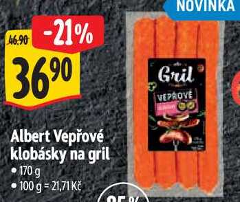 Albert Vepřové klobásky na gril, 170 g