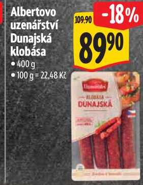 Albertovo uzenářství Dunajská klobása, 400 g