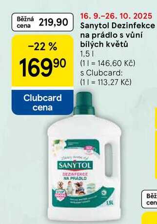 Sanytol Dezinfekce na prádlo s vůní bílých květů, 1,5 l 