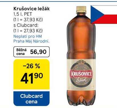 Krušovice ležák, 1.5 l, PET  