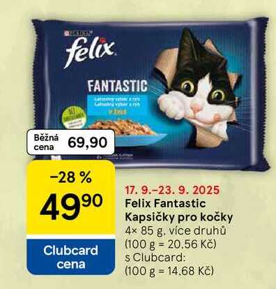 Felix Fantastic Kapsičky pro kočky, 4x 85 g 