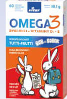 Vitar Kids Omega 3 + vitaminy D3 a E 60 ochucených žvýkacích kapslí