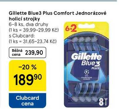 Gillette Blue3 Plus Comfort Jednorázové holicí strojky, 6-8 ks, dva druhy 