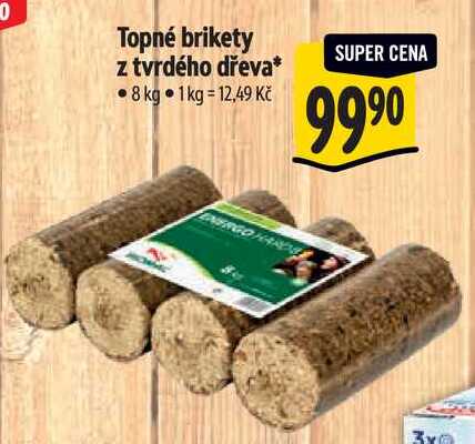 Topné brikety z tvrdého dřeva, 8 kg