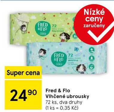 Fred & Flo Vlhčené ubrousky, 72 ks, dva druhy 