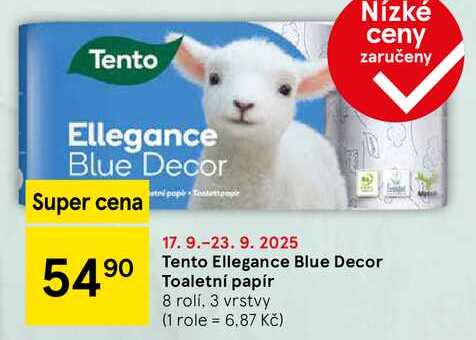 Tento Ellegance Blue Decor Toaletní papír, 8 rolí, 3 vrstvy 