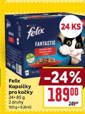 Felix Kapsičky pro kočky 24× 85 g  
