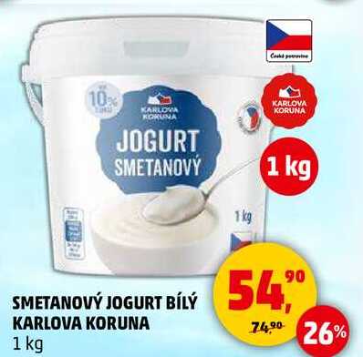 SMETANOVÝ JOGURT BÍLÝ KARLOVA KORUNA, 1 kg  