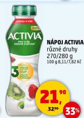 NÁPOJ ACTIVIA různé druhy, 270/280 g  